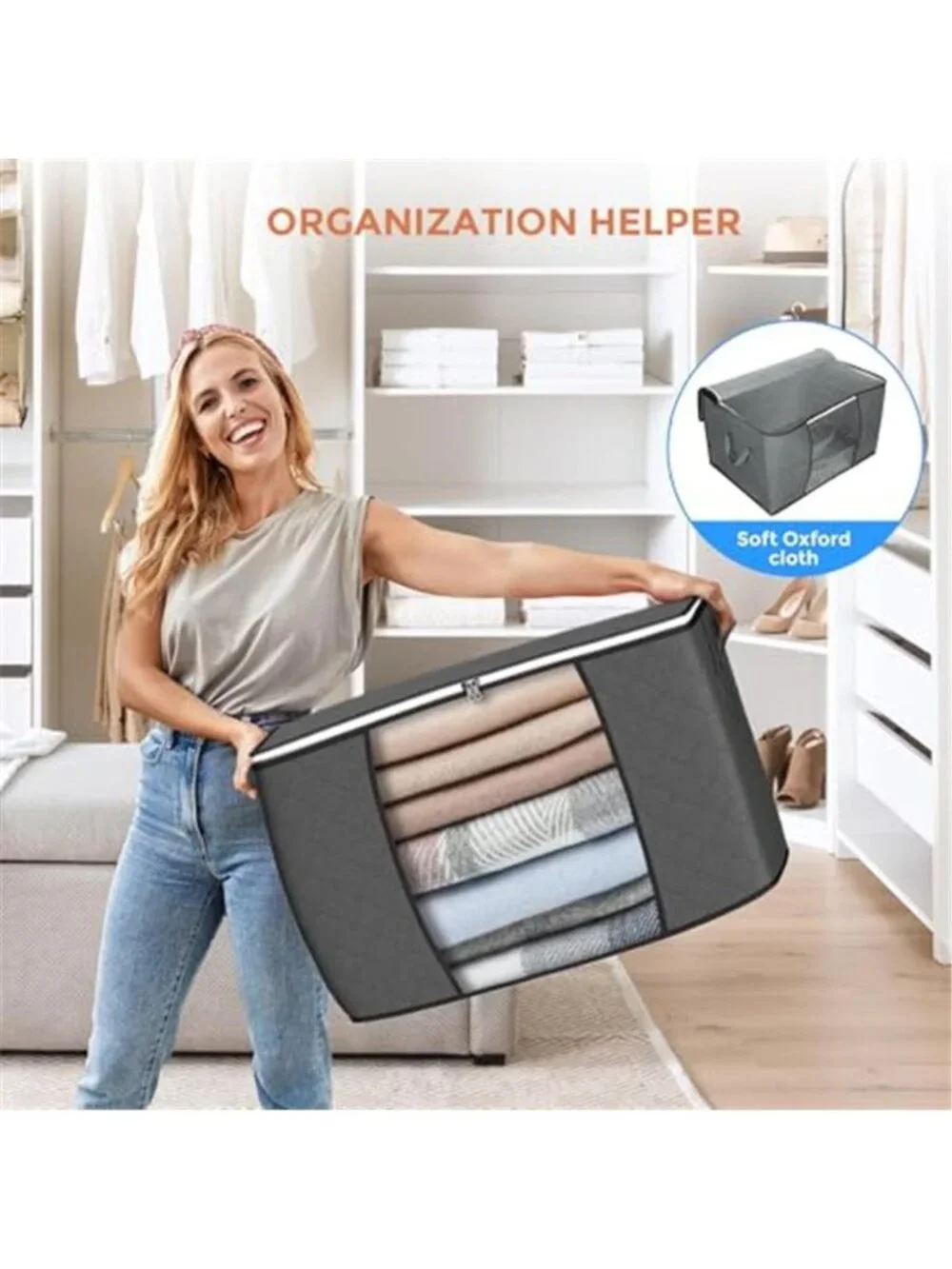 90L Large Storage Bags 6 Pack Clothes Storage Bins Closet Organizers